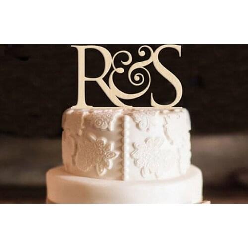 Personalized Wooden cake topper custom initial wedding cake topper Rustic Wedding Decoration