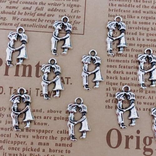 Wholesale 30pcs Charms A pair of lovers 20x11mm Tibetan Silver Plated Pendants Antique Jewelry Making DIY Handmade Craft