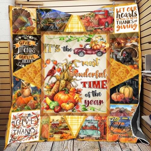 Hallowmas pumpkin Quilted Quilt Throw Blankets Birthday Thanksgiving Gifts Bedding Cover Patchwork Tapestry
