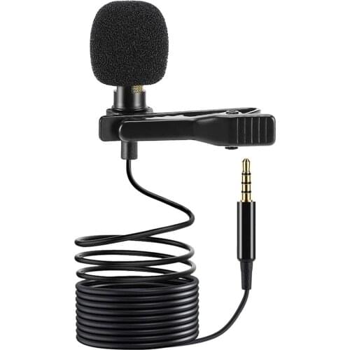 3.5m Mini Portable Lavalier Microphone Condenser Clip-on Lapel Mic Wired Mikrofo/Microfon for Phone for Laptop PC