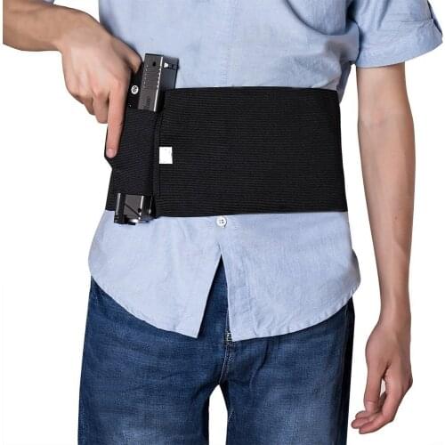 37" Adjustable Tactical Elastic Belly Band Waist Gun Holster 2 Magazine Pouches Concealed Carry Universal Pistol Band Holster