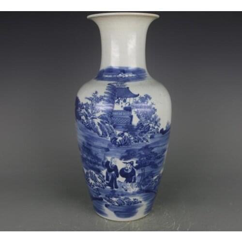 Rare QingDynaty Hand-made Porcelain vase,Gray green glaze bottle,hand-painted crafts,best Home Decorations&Collection
