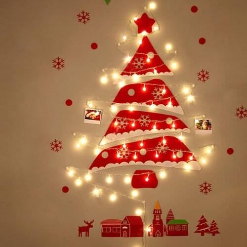 Christmas Decorations Christmas Tree Gifts Holiday Supplies Mini DIY Felt Wall Creative String Lights Non-Woven Home Accessories