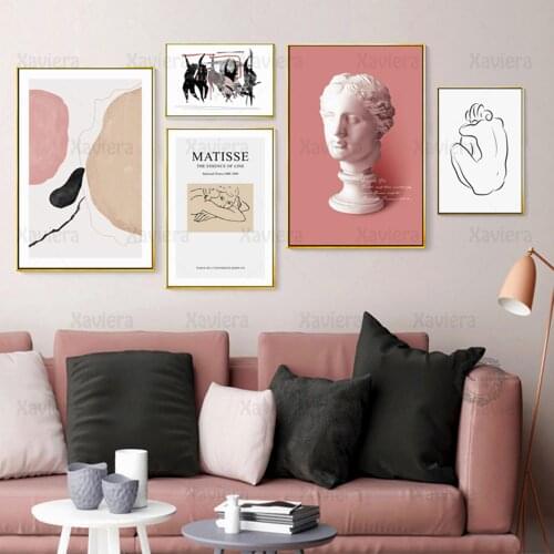 Modern Minimalist Art Poster Pink Abstract Geometric Lines On Canvas Wall Painting Nordic Picture Home Decoration Living Room