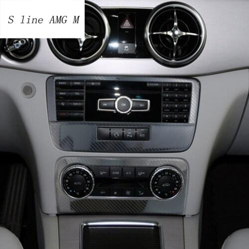 Car Styling Carbon fiber Air Conditioning CD panel Volume Mode Frame Decoration Covers Stickers Trim For Mercedes Benz GLK X204