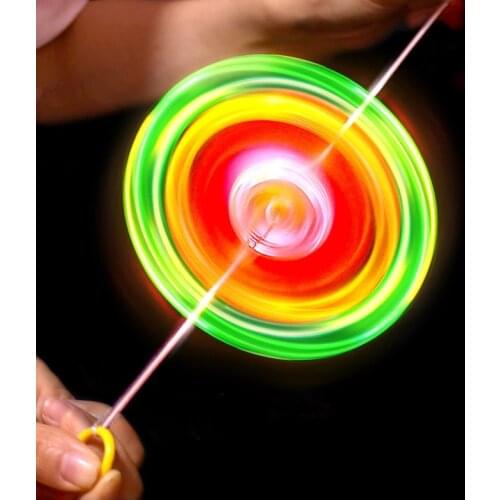 100pcs/lot Flash Pull Line Led Flywheel Hot Fire Wheel Glow Flywheel Whistle Creative Classic toys for Children Gift
