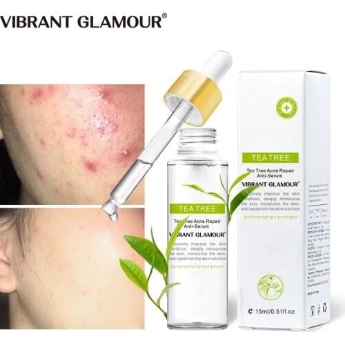 VIBRANT GLAMOUR Tea Tree Acne Serum Acne Treatment Anti Acne Shrink Pores Repair Serum Essence Sensitive Treatment Essence 1PCS