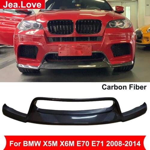V Style Real Carbon Fiber Front Bumper Lip Protector Chin Shovel Car Styling Part For BMW X5M X6M E70 E71 2008-2014 Modification
