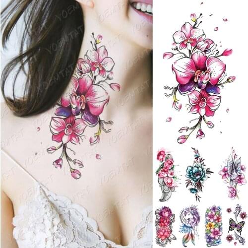 Waterproof Temporary Tattoo Sticker Cherry Blossoms Hummingbird Unicorn Flash Tattoos Butterfly Body Art Arm Fake Sleeve Tatoo