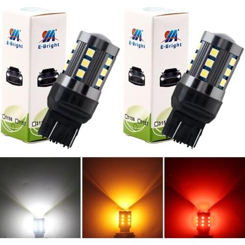 YM E-Bright 2PCS T20 7440 W21W 7443 W21/5W 7444NA LED Car Lights 12V DC White Yellow Red 3030 24 SMD Auto Bulbs Rear Tail 840Lm