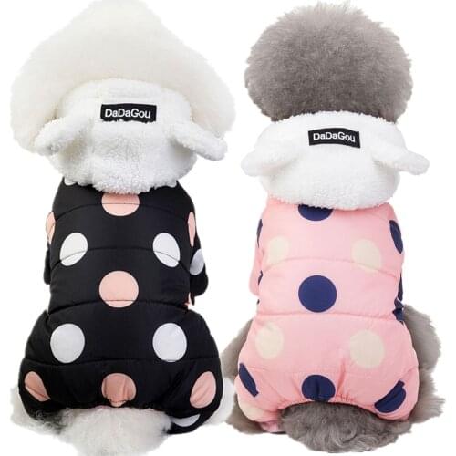 Winter Dog Clothes for Small Dogs Pets Puppy Hoodies Coat Thicken Keep Warm Cotton Coat for Chihuahua Cute Dot Jacket for Doggie