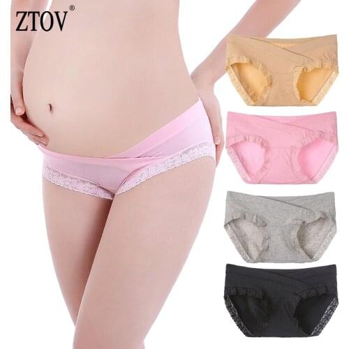 ZTOV 4Pcs/lot Lace Maternity Panties Low Waist Pregnancy Women Underwear Briefs For Pregnant Women Plus size Underwear Shorts