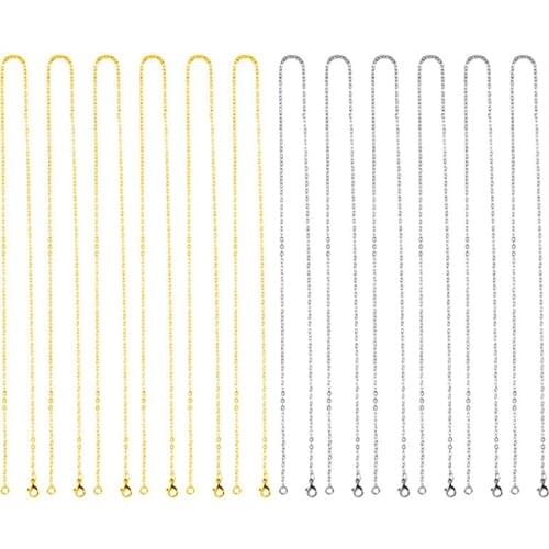 Stainless Steel Link 50cm Wholesale Bulk Sale 20 Inch Gold/Steel Chains Necklaces DIY Jewelry Cuban Chains Suit 10pcs/lot