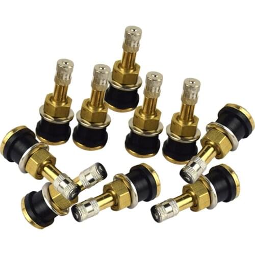10 Pieces Car Truck TR501 Straight Copper Tubeless Tire Wheel Valve Stem Universal,1.9inch