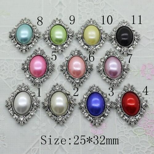 New 10pc Retro color pearl button rhinestone button 2017 Wedding decoraation clothing metal button DIY Accessories