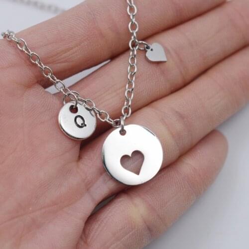 12pcs Personalize Letter Name Pendant stainless steel Heart Initial Necklace For Women Girl Christmas Gifts