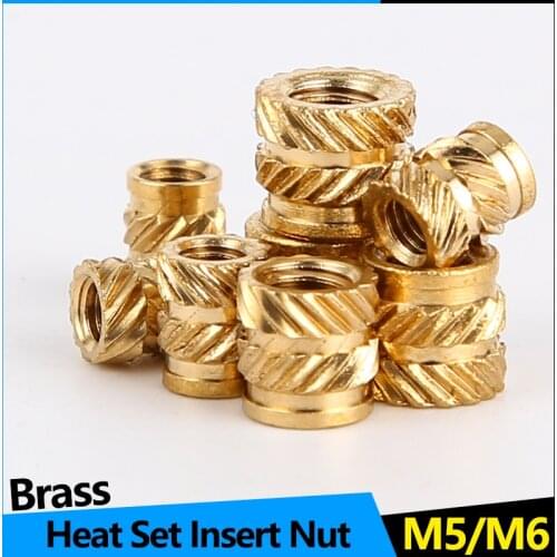 Heat Set Insert Nuts Female Pressed Fit into Holes for 3D Printing Thread Brass Knurled Inserts Nut Embed Parts M5 M6 20Pcs