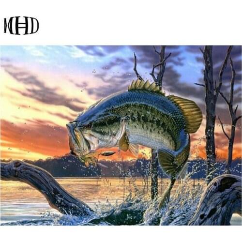 5d diy diamond painting fish icon full square & round diamond painting cross stitch 3D diamond embroidery rhinestone needlework