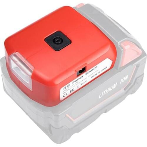 Dawupine Adapter LED Light Work Lamp Flashlight Torch USB Mobile Phone Charger DC12V Output For Milwaukee 18V Li-ion Battery M18