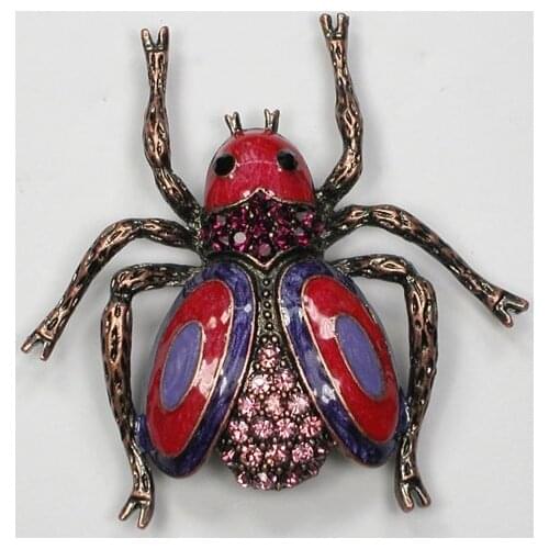 Bug beetle Brooch Purple Rhinestone Enamel Pin brooches C989 D3