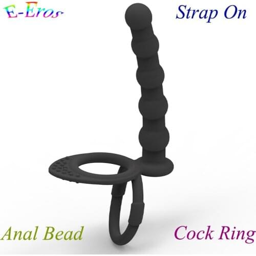 ORISSI Long Anal Dildo Anal Plug Strap On Dildo Sex Product Male Prostate Massager with Cockring Anal Beads Sex Toys for Man