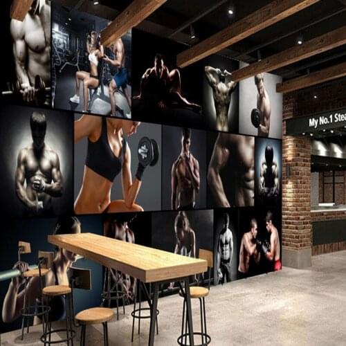 Photo wallpaper HD gym sexy beautiful handsome photo artwork background wall wallpaper Mural lobby wallpaper