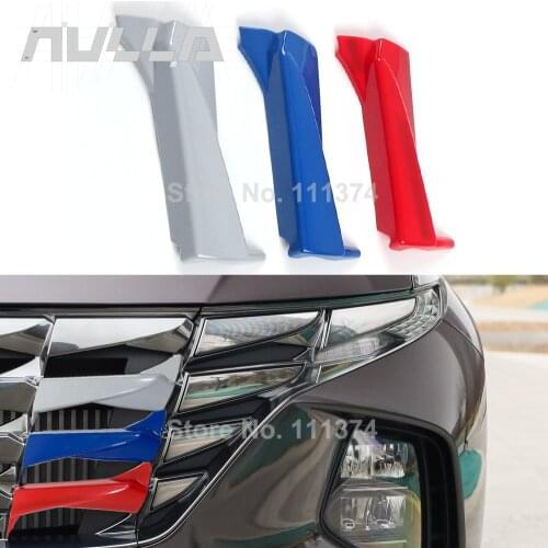 Chrome Front Grille Sport Hood Strips Cover for Hyundai Tucson 2021 2022 NX4 3 color Sticker Car Accessories