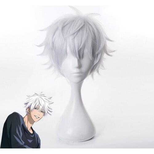 Jujutsu Kaisen Gojo Satoru Short Wig Cosplay Costume Heat Resistant Synthetic Hair Carnival Party Wigs