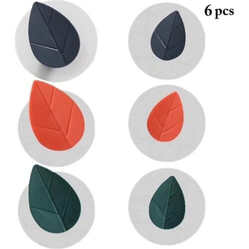 6PCS Leaf Shaped Wall Hook Plastic Reusable Heavy Duty Hooks 3 Colors Self Adhesive Hooks Creative Mini Mask Hook Hanging Decor