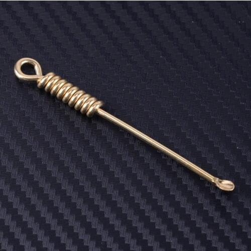 7.3cm Yellow Handmade Wire Sculpture Brass Keychain Key Ring Pendant Earpick Tool