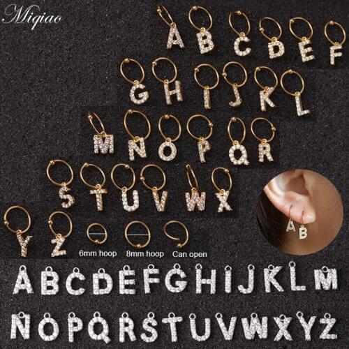 Miqiao 2pcs New Product Creative Diamond-studded English Alphabet Ear Bone Nail Body Piercing Jewelry