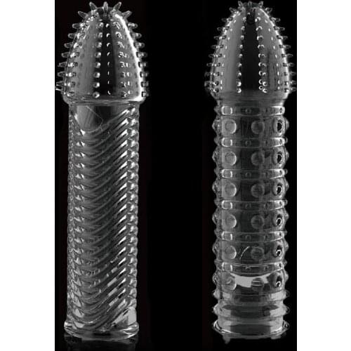 Silicone Reusable Condoms Time Delay Crystal Penis Rings Male Penis Extension Condom Cock Sleeves Adult Sex Toys for Men Sex Toy