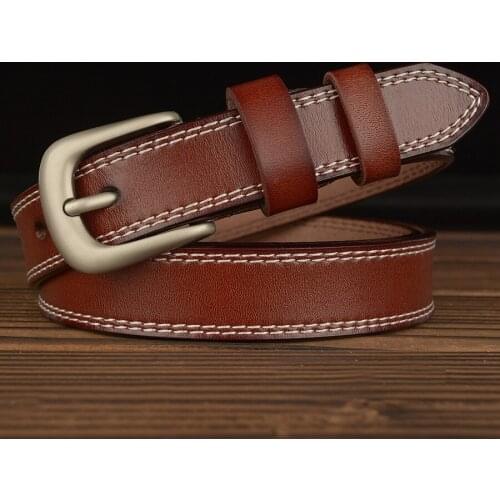 Trendy Cowhide Belt Ladies Casual Fashion Cowhide Decorative Belt Thin Girls Jeans with Gifts
