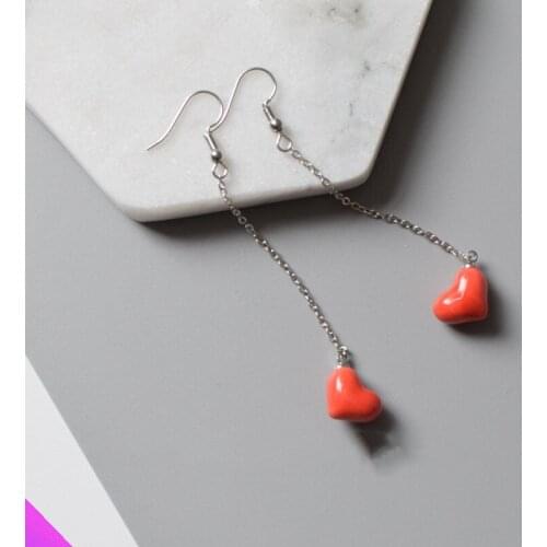 Wholesale 10 pair of red love earrings ceramic fashion romantic girl ladies jewelry earrings gift 2021 new