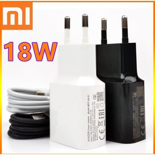 Redmi 8 8A Note 7 8 pro Charger QC3.0 18W Fast EU Travel Charge adapter Type-C cable for Mi A3 A2 A1 Max 3 9 9T pro 8 6 K20
