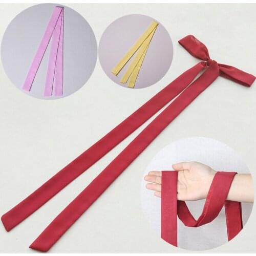 Women Chinese Style Headband Antique Costume Headdress Chiffon Satin Solid Color Traditional Hair Band Headwear Hair Accessorie