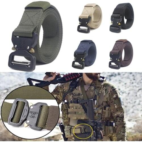 125cm Army Nylon Tactical Belt Men Adjustable Heavy Duty Military Combat Waist Belts Thicken Metal Hunting Accessories