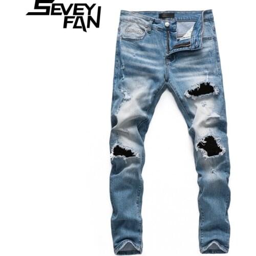 SEVEYFAN Men Skinny Jeans