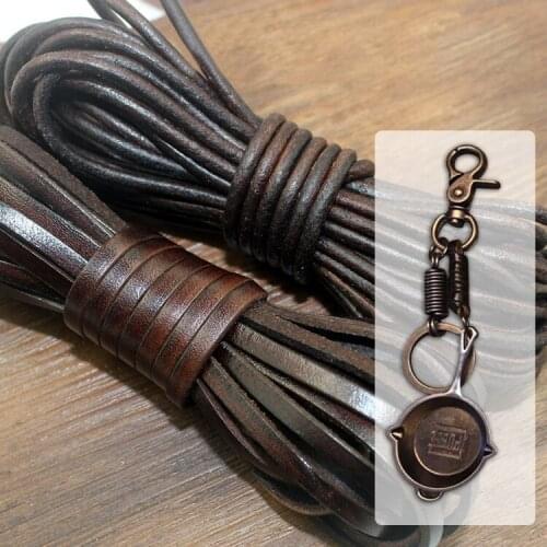 5 Meter Retro Cowhide Cord Genuine Leather Cord 1.5-8mm Round/Flat Strand Cow Leather Rope For Necklace Bracelets DIY Jewelry