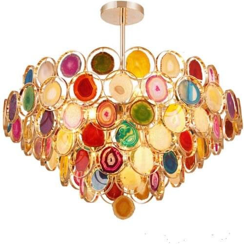 Modern Agate Stone Chandelier Light Dining Room Mid Century Chandelier Lamps For Living Room Hotel Chandelier Lighting PA0513