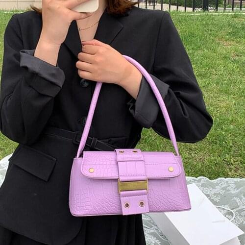 New Design Women Armpit Bags Crocodile Pattern Solid Color Fashion Ladies Underarm Shoulder Bags PU Leather Female Flap