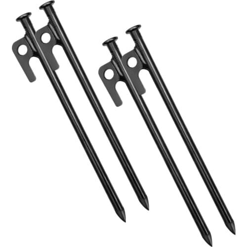 Heavy Duty Steel Tent Stakes Tarp Pegs Solid Stakes Footprint Camping Stakes for Outdoor Trip Hiking Gardening, 4 Pack