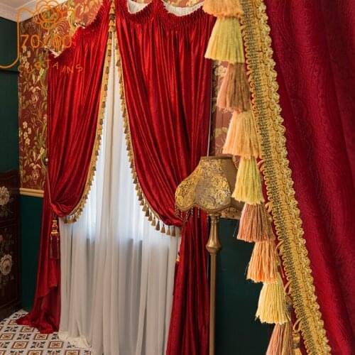 High-end American Dome-style Electric Carving Embossed Blackout Curtains for Living Room and Bedroom Custom Valance