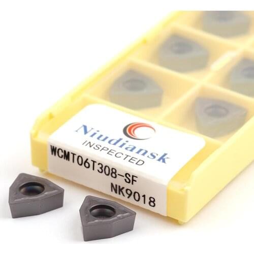 10Pc WCMX030208-SF NK9018 WCMX040208 WCMT050308 WCMT06T308 WCMT080412 CNC Lathe Turning Tool U drill Carbide Insert Durable Wear