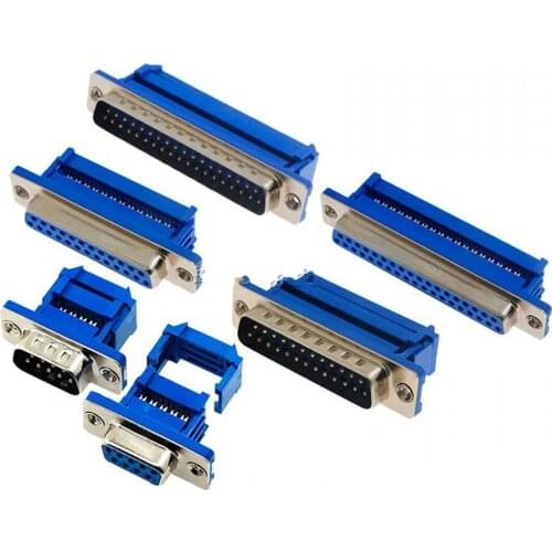 50PCS DB9 DB15 DB25 DB37 DIDC9/DIDC15/DIDC25/DIDC37 male female plug serial port connector idc crimp type D-SUB rs232 adapter