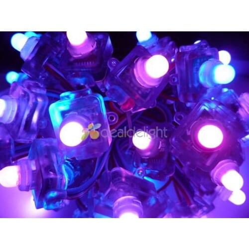 50PCS WS2801 Digital Diffused RGB LED Pixel Square 12mm IP68 Waterproof DC 5V Square Type Free Shipping