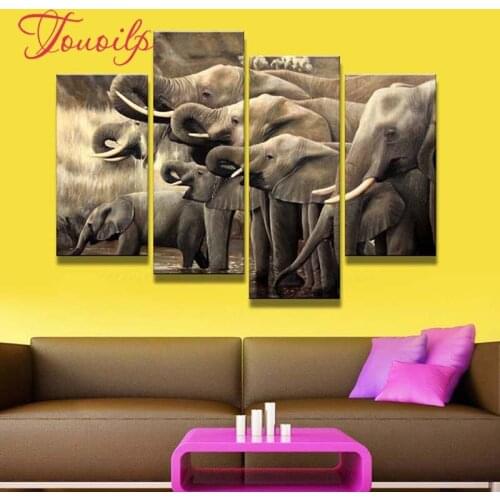 4pcs/set animal Elephant 5d Diamond Painting Cross Stitch Pattern Diamond Embroidery Mosaic Full Drill Home Decor DIY Painting