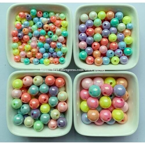 Free Shipping Mixed Shiny AB Round Ball Loose Acrylic Spacer Beads Charms 6 8 10 12 MM Pick Size For Jewelry Making AC3
