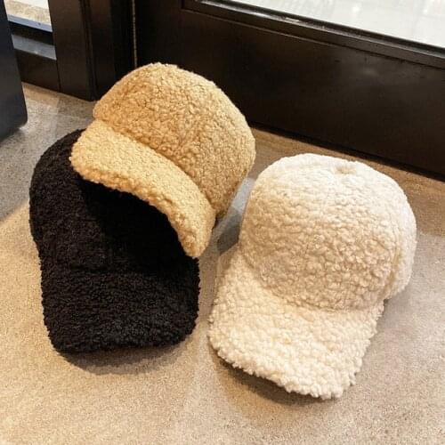 New Casual Women Winter Baseball Cap Wool Thicken WarM Cute Elegant Cap Solid Animal Pattern Faux Fur Outdoor Sports Hip-Hop Hat