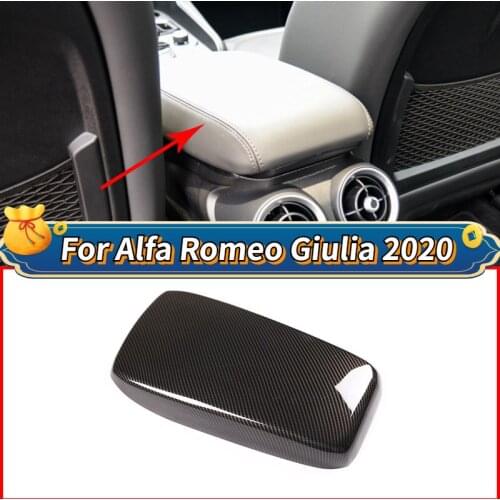 For Alfa Romeo Giulia 2020 Car styling ABS Carbon Fiber Texture Center Armrest Box Protection Cover Trim Car Accessories